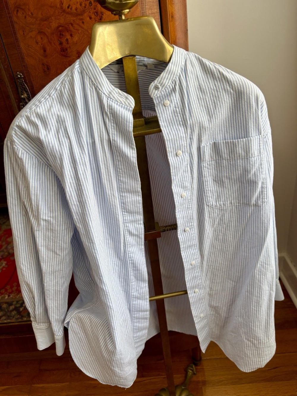 & Other Stories Stockholm Atelier Blue Striped Button Up Relaxed Cotton Top XS